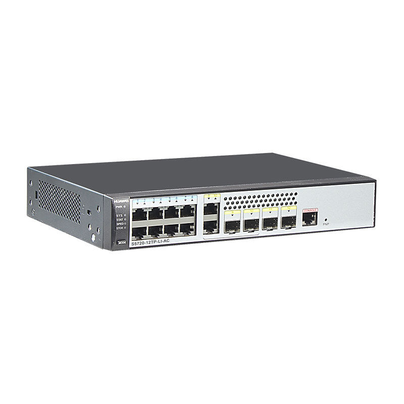 Huawei Switch S5720-12TP-LI-AC z 8 portami Ethernet 10/100/1000 2 portami podwójnego zastosowania i masą 1,8 kg