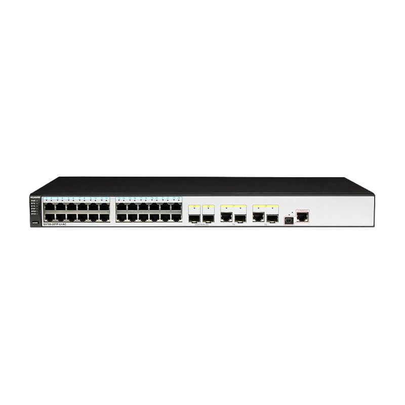 Huawei Switch S5700-28TP-LI-AC with 2 dual-purpose 10/100/1,000 or SFP ports, front access design, and 2 Gig SFP ports for high-density GE connectivity