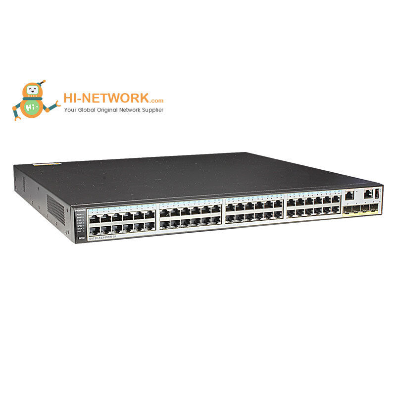 Huawei Switch S5720-52X-PWR-SI-AC with 48 Ethernet 10/100/1000 PoE+ Ports and 4 x 10GE SFP+ Ports Powered by 500W AC