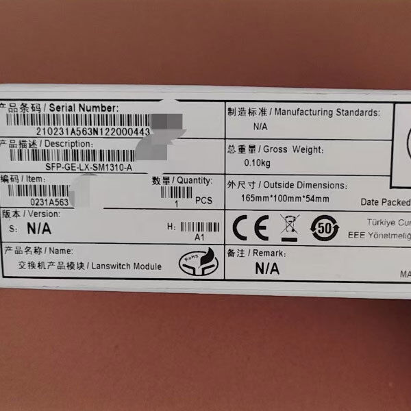 0231A563 rJ45 Huawei SFP-GE-LX-SM1310-A Optical Transceiver 1.25G-LX10 1000BASE-LX/LH