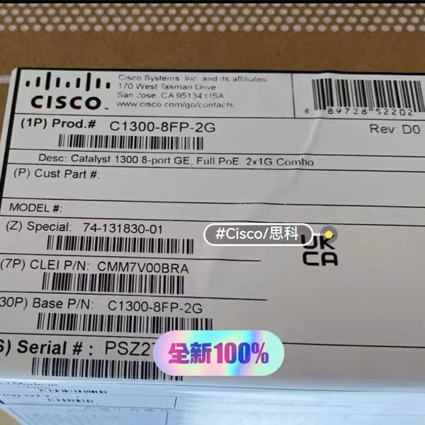 Cisco C1300-8FP-2G Network Switch with 8 Ports GE Full PoE 120W Power Budget and 2 x 1G Combo Ports