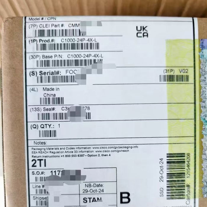 1000 Ethernet PoE Cisco Network Switch 24 Port C1000-24P-4X-L 256MB