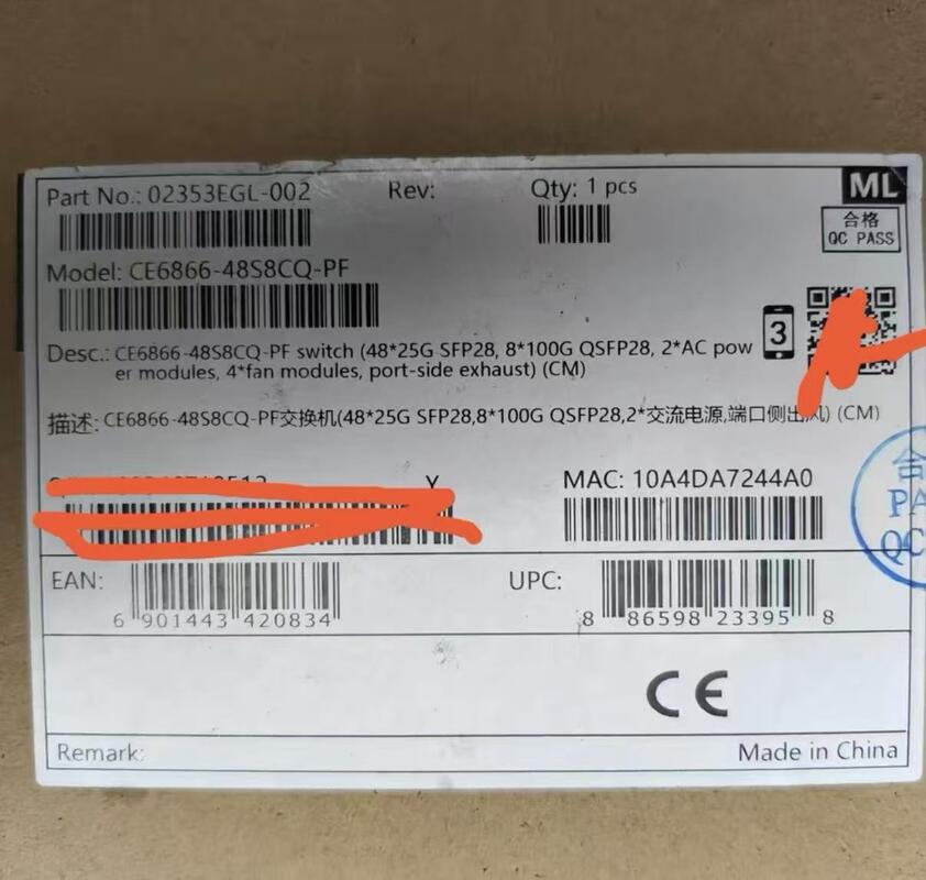 CE6860-SAN Huawei CloudEngine San Switch 02354FPM With 48*25GE SFP28, 8*100GE QSFP28 ports